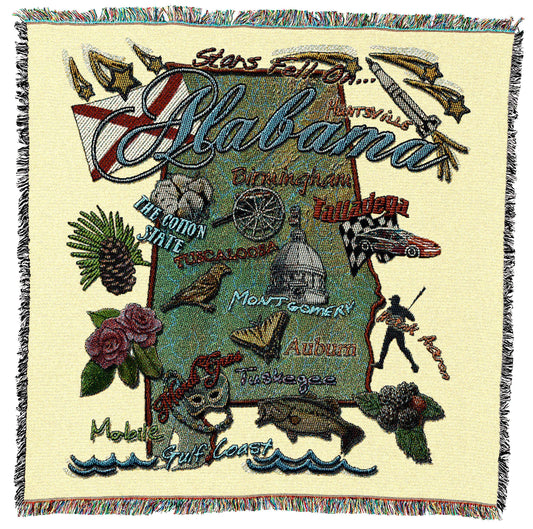 Cotton State Tapestry Throw Blanket with Decorative Home Accent Design