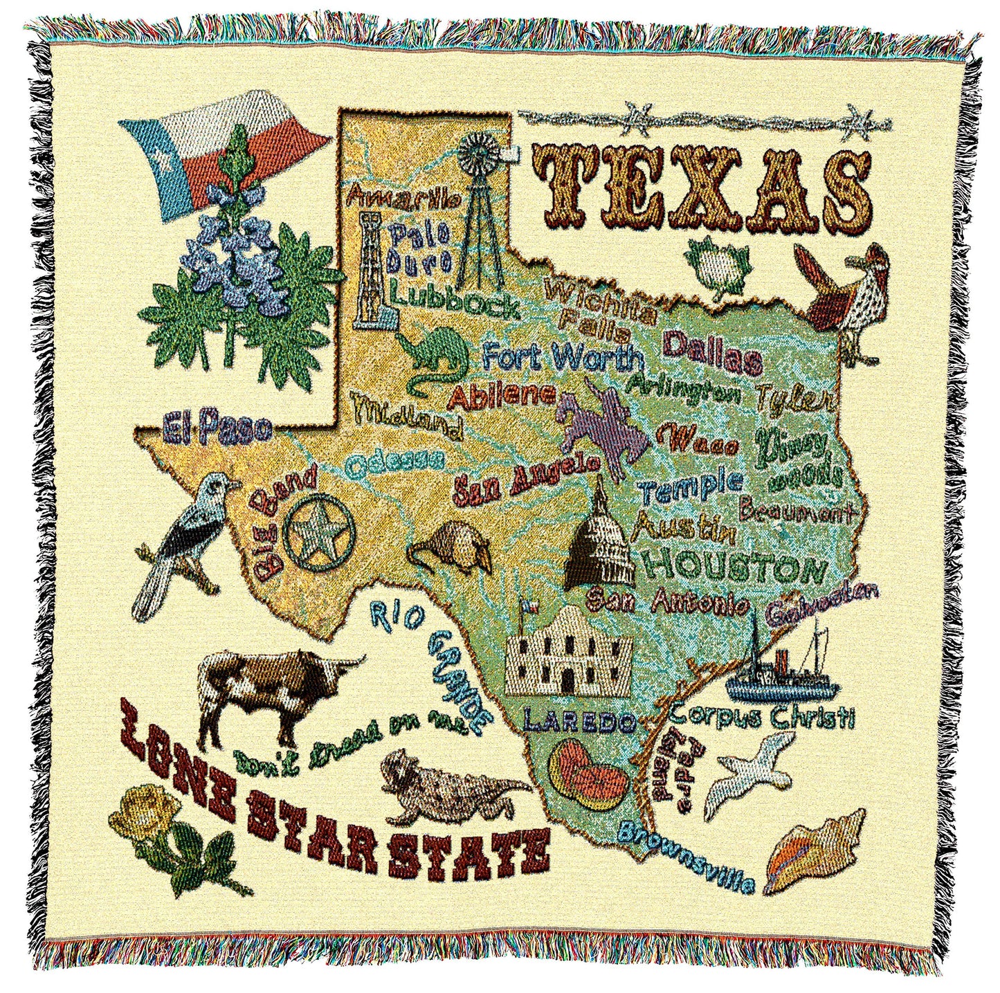 Cotton State Tapestry Throw Blanket with Decorative Home Accent Design