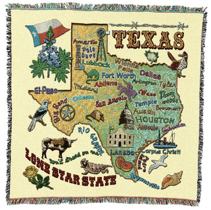 Cotton State Tapestry Throw Blanket with Decorative Home Accent Design