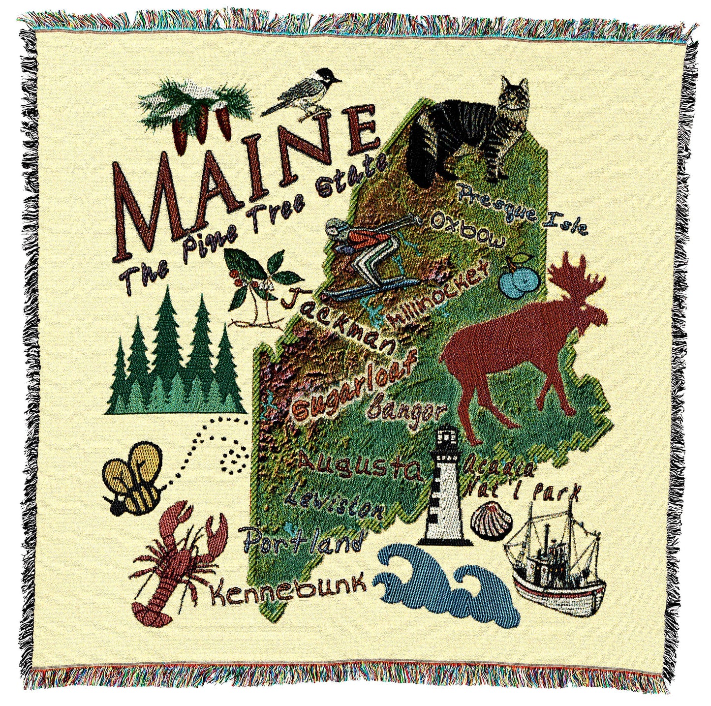 Cotton State Tapestry Throw Blanket with Decorative Home Accent Design